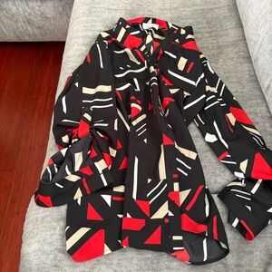 Calvin Klein Black and Red Geometric Button Down Shirt